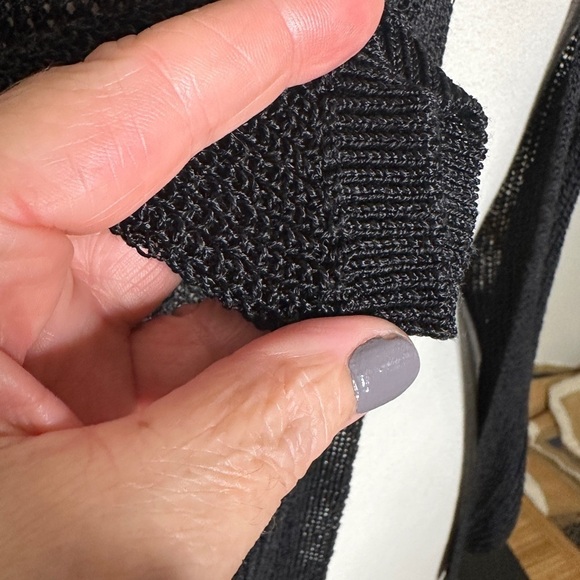 Ines De la Fressange Paris Uni Glo Linen Blend Open Front Black Cardigan S - Picture 4 of 7